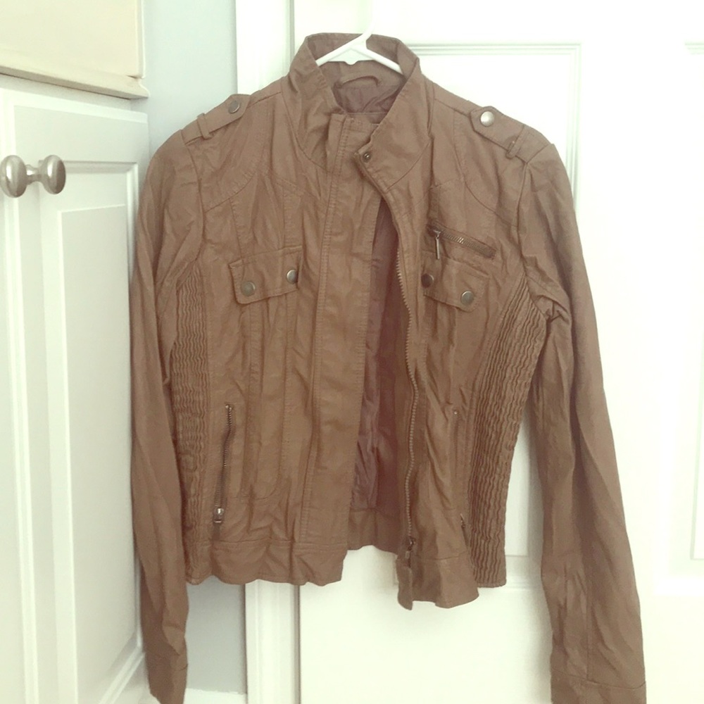 Faux brown leather jacket